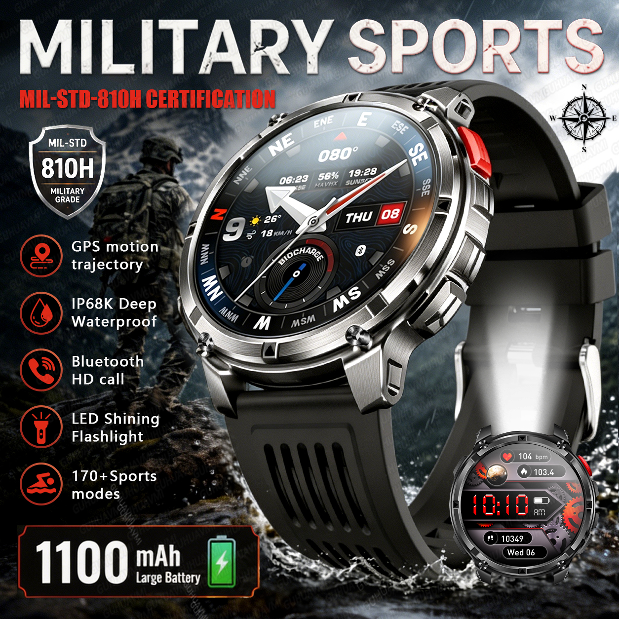 Definition Of Outdoor Sport - New Military Smart Watch Men Compass