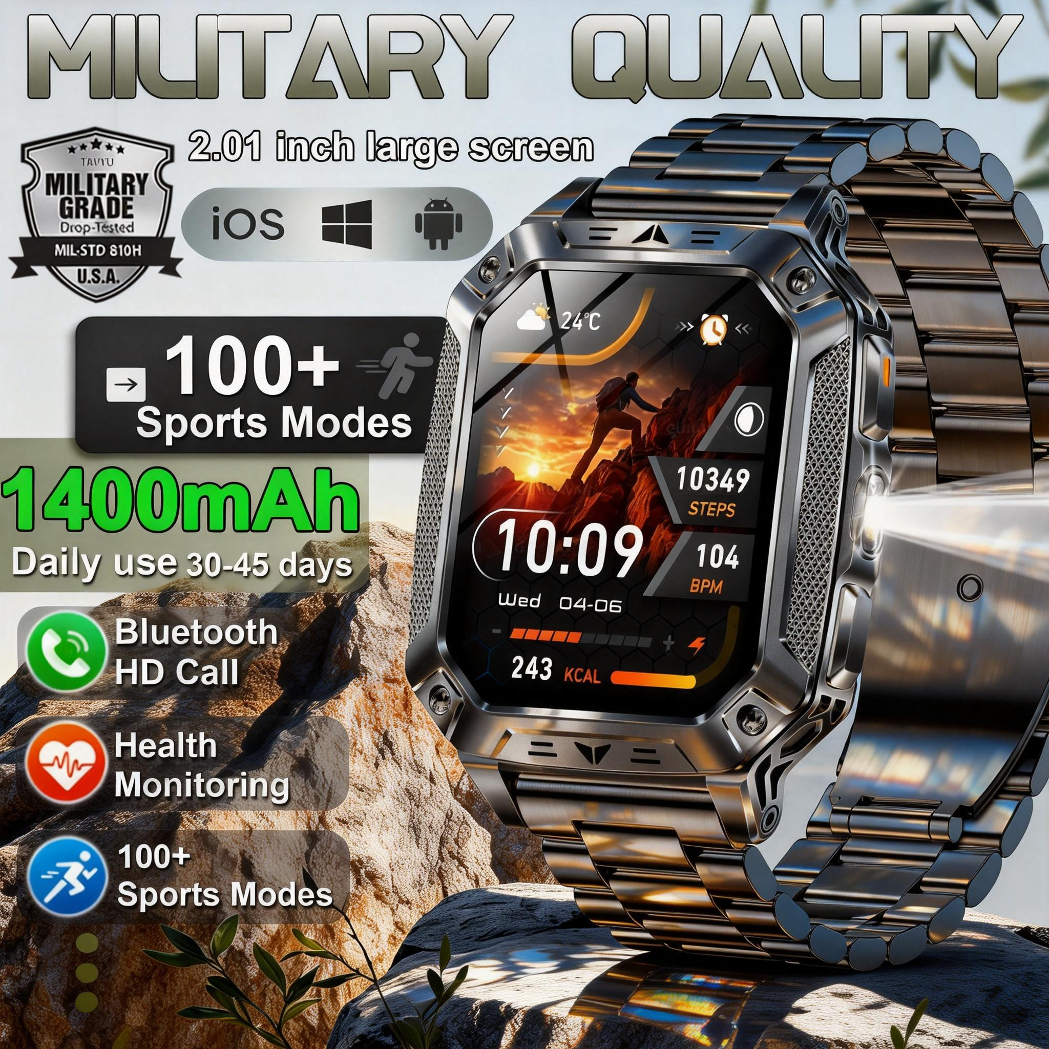 Definition Of Outdoor Sport - New Military outdoor 1400mAh Battery SmartWatch