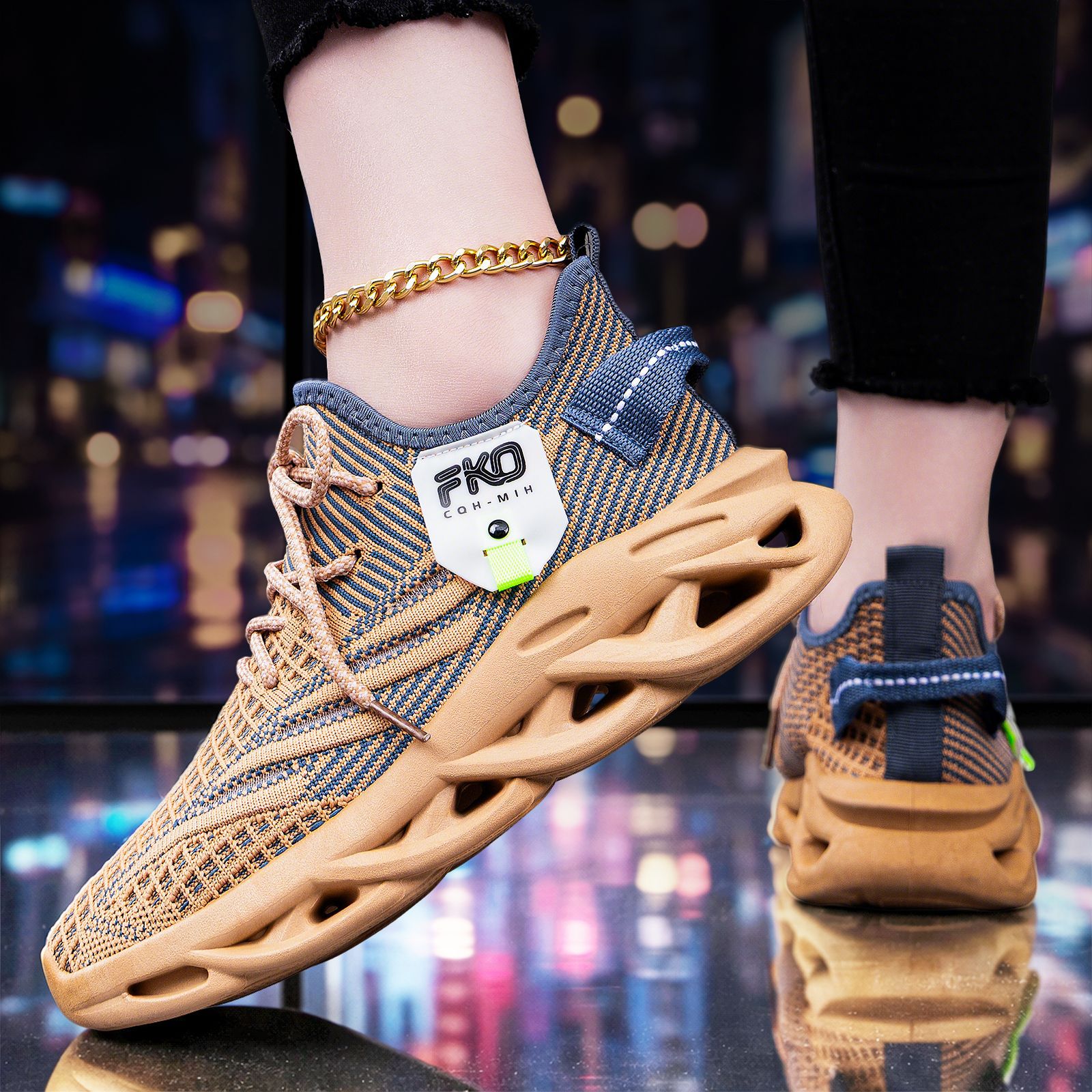 Men's Breathable Knit Sneakers - Outdoor Sport Gym 评论和价格