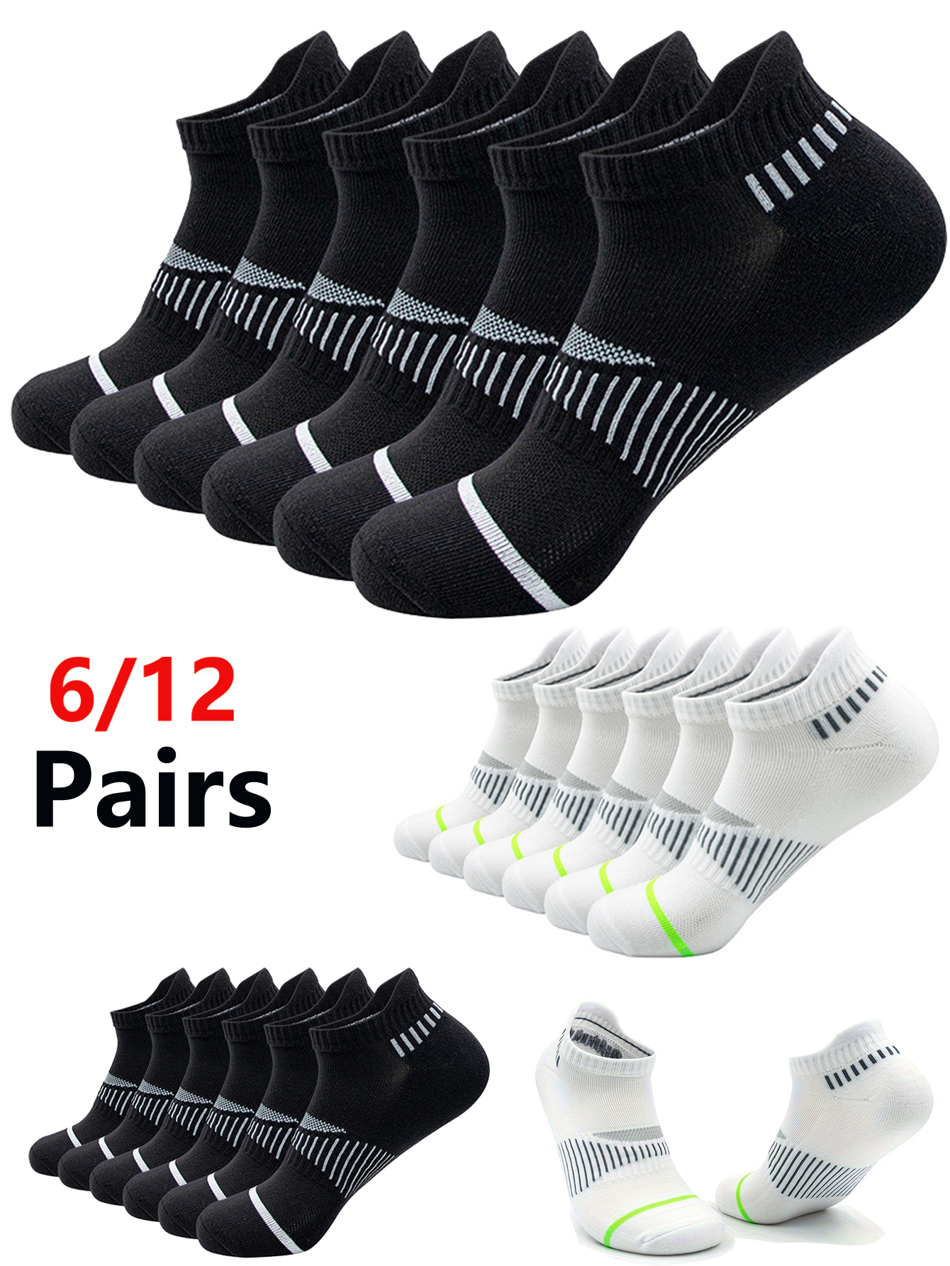 6/12 Pairs Classic White Crew  - Outdoor Sports Activities 评论和价格