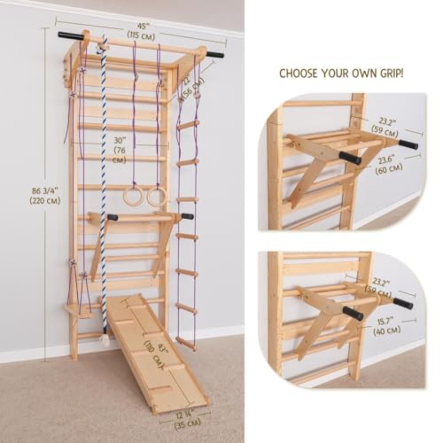 Swedish Ladder Wall Bars with  - Gymnastic Bar Home 评论和价格